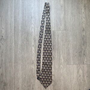 Dior Navy and Gold Geometric Tie 100% Silk